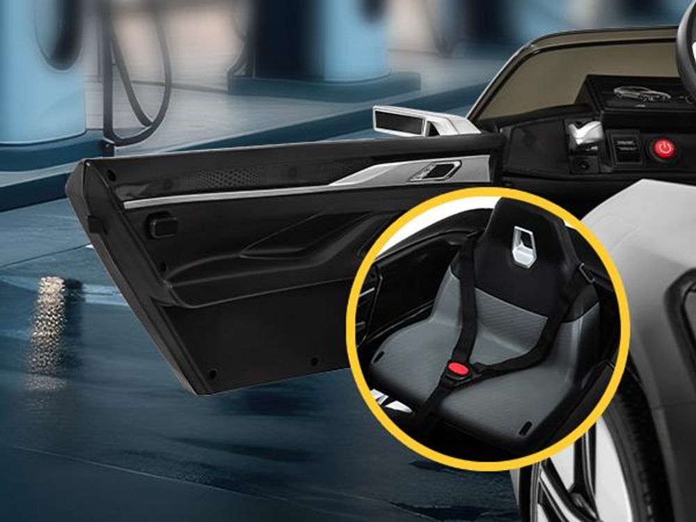 Actionbikes Motors Kinder Elektro Auto BMW i4 | Kinderfahrzeug - Elektroauto mit Fernbedienung - Bluetooth - USB - MP3 - AUX - Ab 3 Jahre (Weiß)
