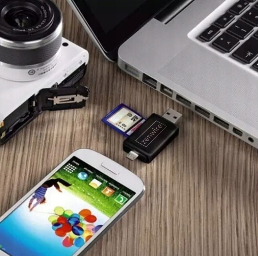 SD Kartenleser - 5-in-1 - USB 3.0 - USB-C - Micro USB - OTG - SD and microSD TF - Plug and Play - Schwarz