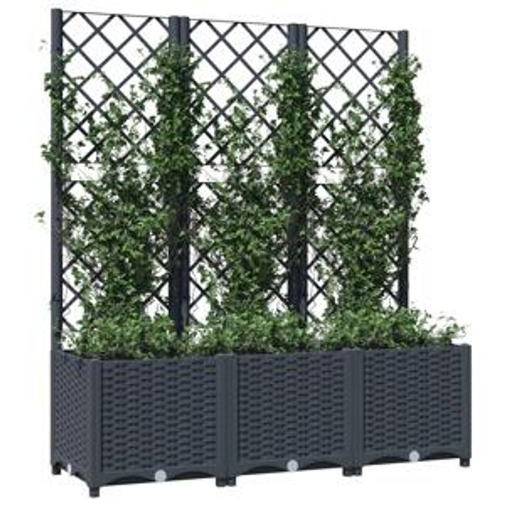 vidaXL Pflanzkübel mit Rankgitter Hellgrau 120x40x136 cm PP