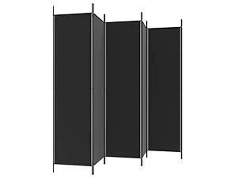 vidaXL 6-tlg. Paravent Schwarz 300x200 cm Stoff