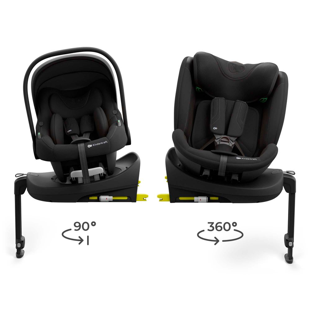 Kinderkraft ENDURA SAFE Modular System – Babyschale & Kindersitz 2in1 mit drehbarer ISOFIX-Basis, i-Size, Schwarz