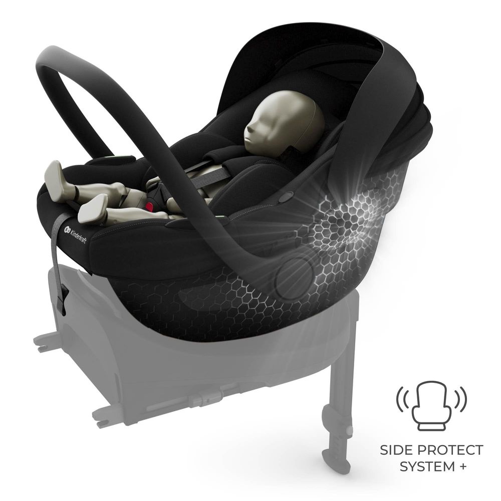Kinderkraft I-LITE i-Size Babyschale 40–87 cm – Ultraleicht (3,2 kg), ISOFIX & Gurtmontage, Sonnenverdeck, Schwarz