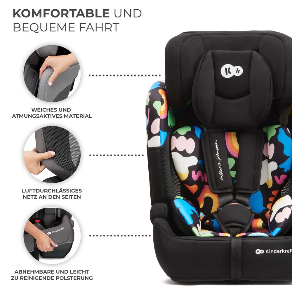 Kinderkraft COMFORT UP i-Size - Autokindersitz - Autositz - 76-150 cm - R129 Norm - 5-Punkt-Gurt - EASY GROW System - Belüfteter Sitz - Happy Shapes
