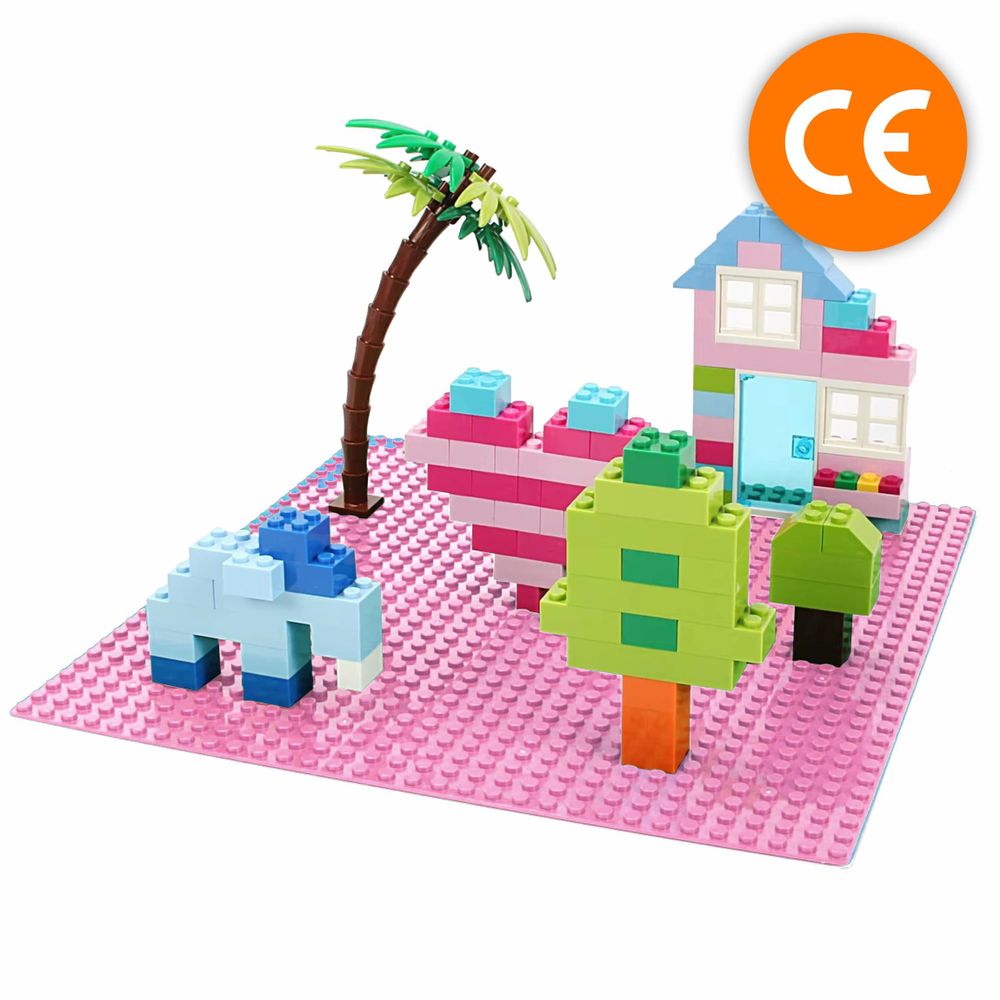 Bauplatte 32x32 Noppen, Grundplatte kompatibel mit gängigen Bausteinen, 25,5 x 25,5 cm, EVI KIDS, Rosa