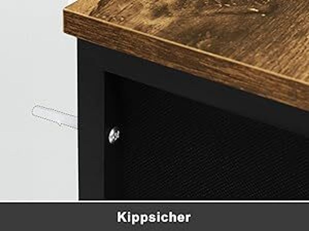 WOLTU Kommode mit 7 Schubladen aus Stoff, Sideboard, Metallrahmen, Industrial Stil