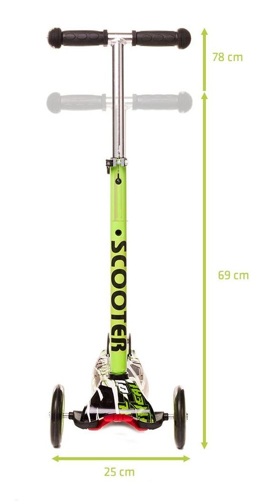 4Baby | KinderRoller - Kinderscooter - Dreiradscooter - mit LED Räder, höhenverstellbar, klappbar, bis 50kg belastbar, ABEC-7 Lagern, ab 2 Jahre
