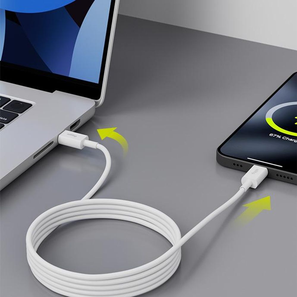 Allity USB-C zu USB-C Kabel, 1m, 100W, weiß, zum Laden von Laptops