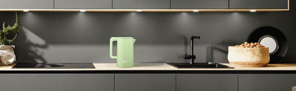 Balter Wasserkocher Edelstahl 1,7L, 2200W, BPA-frei, LED-Beleuchtung, Doppelwand, Teekessel mit Abschaltautomatik, Trockenlaufschutz, Mint