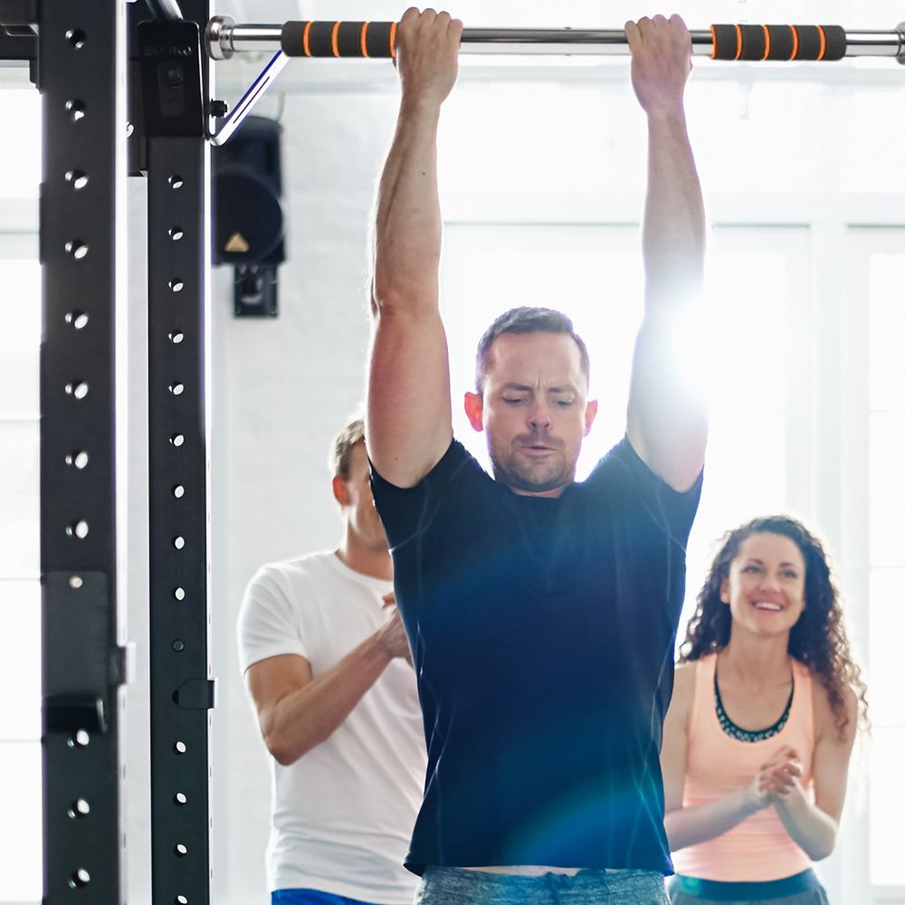 Klimmzugstange Türrahmen 100cm Klimmzug Sicher Türreck mit Absturzsicherung Stangen Absturzsicherung bis 350 kg Reckstange Fitness Pull Up Bar Retoo