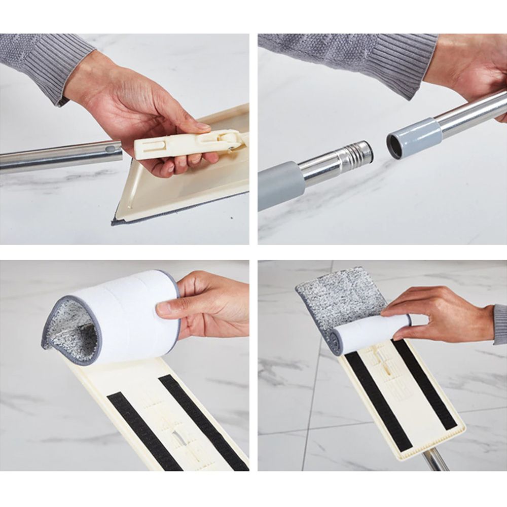 Bodenwischer Set mit Eimer und Profi Wischmopp Wischmop Teleskopstiel Flach Mopp Mop Clean Mikrofaser XL Wischbezug Alle Arten von Böden Retoo