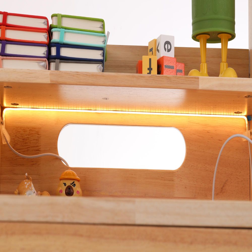 STILVORA Kinderschreibtisch höhenverstellbar mit LED-Lichtleiste und USB-Anschluss, Kindertisch mit Schublade und Stauraum, Schreibtisch für Kinder ab 6 Jahren