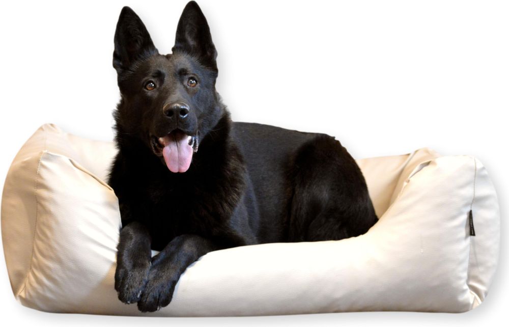 4L Textil Mario Orthopädisches Hundebett aus Kunstleder Beige 120x90 cm Memory Foam Robust Wasserabweisend Für Große Hunde