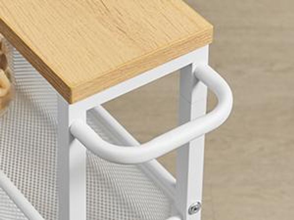 VASAGLE Rollwagen, Nischenregal auf Rollen, mit 4 Ebenen, für kleine Räume, 13cm Tiefe, Weiß