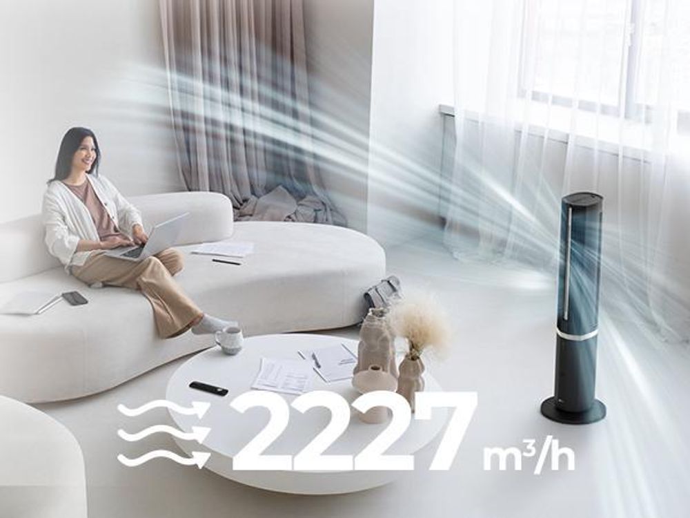 Balter 5-in-1 Ventilator mit Wasserkühlung, Turmventilator, Fernbedienung, Oszillation, 55 Watt, Luftkühler, Luftreiniger, Luftbefeuchter, sehr leise