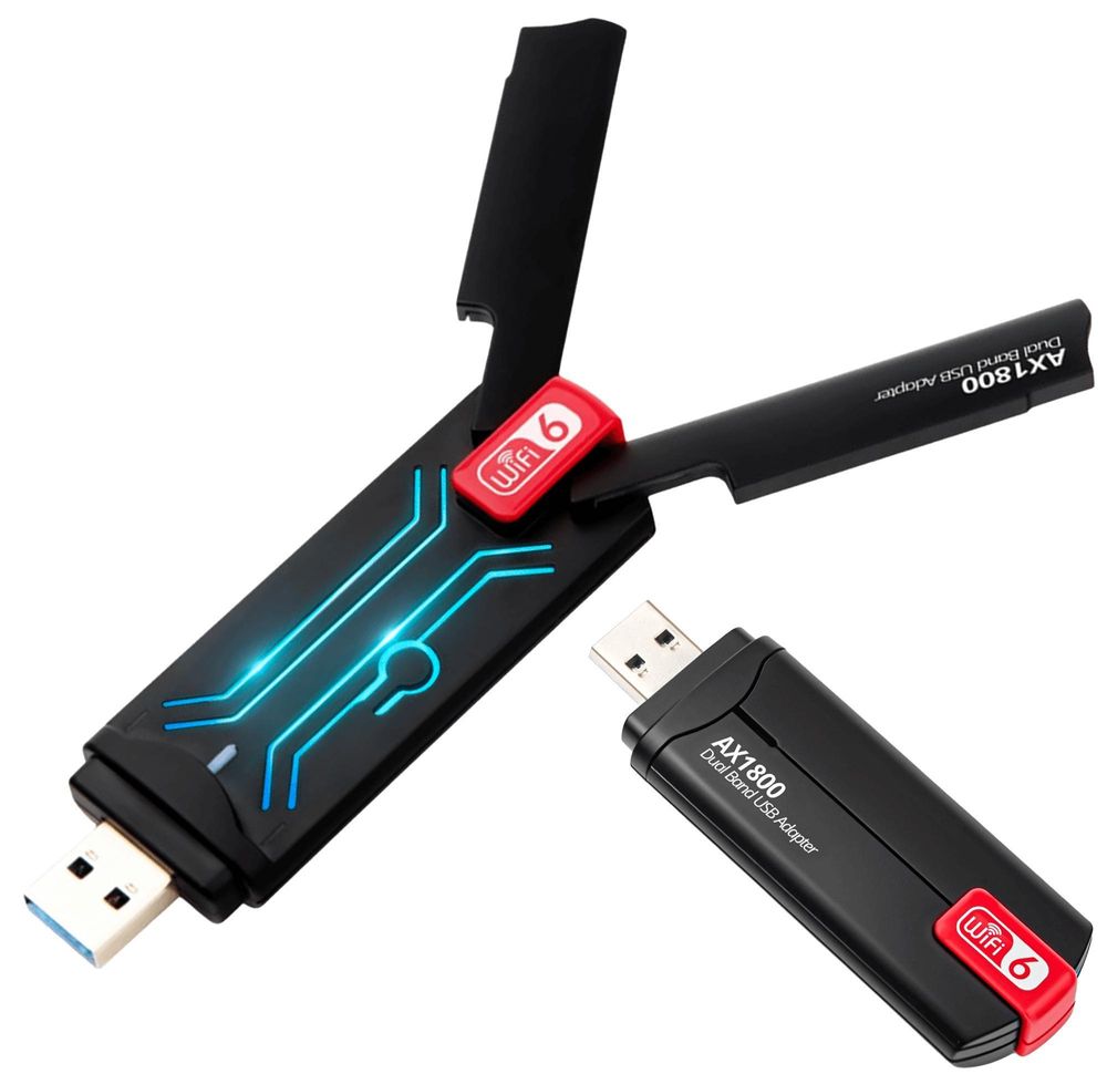 WLAN Stick Wi-Fi 6 USB 3.0 Adapter 1800Mbps AX1800 Dual Band Netzwerkkarte 5dBi Antennen für PC Laptop Gaming Streaming Windows 11 Reagle
