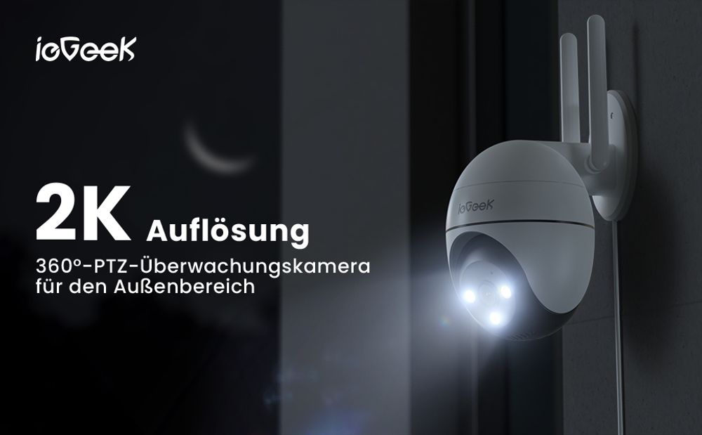 ieGeek 5MP WLAN-Überwachungskamera für den Außenbereich, PTZ-Außen-IP-Kamera mit farbiger Nachtsicht, Bewegungserkennung, automatischer Verfolgung