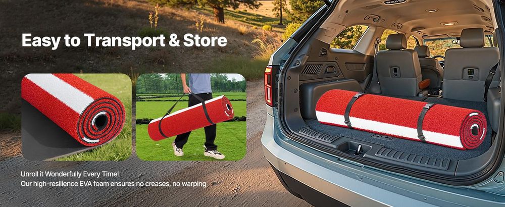 VEVOR Baseball Schlagmatte, 366x183cm Schlagkäfigmatte, Schlagbox Rasenmatten, Softball Schlagtraining Equipment mit Home Plate und farbechtem Rasen, tragbare Trainingshilfe für drinnen und draußen, Rot, 300x116 cm-Rot
