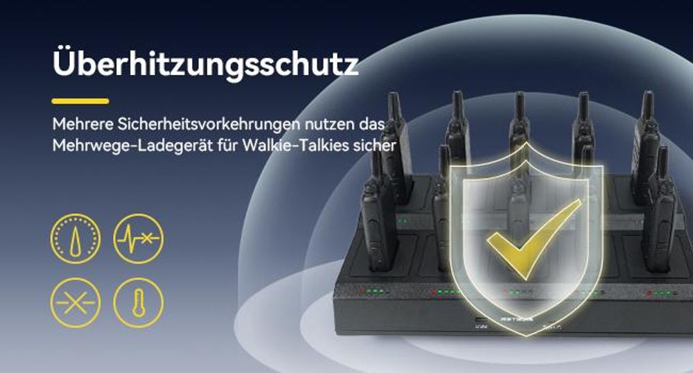 Retevis RT622 Walkie Talkie, PMR Funkgeräte Set, Wiederaufladbar Funkgerät mit 10-in-1 Ladegerät, Abnehmbare Steckplätze, Walkie-Talkie 10er Set für E