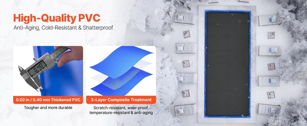 VEVOR Wassersäcke-Set, 6er-Pack 2,4 m Beschwerungssäcke & 4 Wassersäcke mit Eckausführung, 0,4 mm dicker PVC-Sack mit auslaufsicherem Ventil, zur Befestigung von Poolabdeckungen im Winter