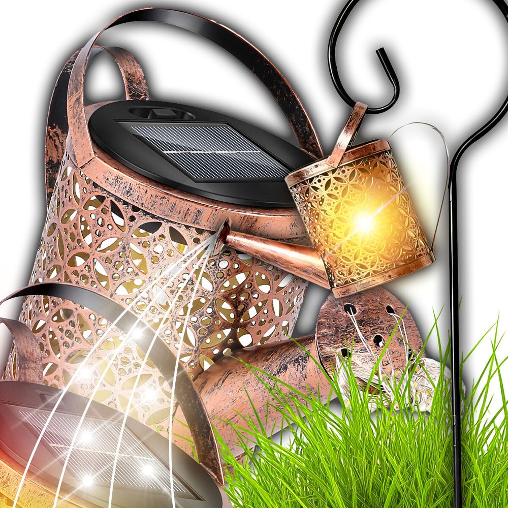 Solarlampen Giesskanne für Außen mit Dämmerungssensor, LED Strahler – IP65 Wasserdicht, 360° Beleuchtung, LED für Garten & Terrasse, 81 cm – Retoo