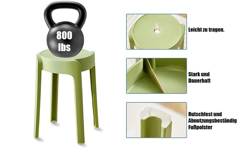 6er-Set stapelbare, tragbare, runde Kunststoffhocker, Tragkraft bis 150 kg, ohne Rückenlehne, für Zuhause, Klassenzimmer und Outdoor