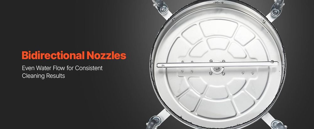 VEVOR 15" Hochdruckreiniger Flächenreiniger, Edelstahl Hochdruckreiniger Aufsätze mit 4 Rädern, 4000 Max PSI, 1/4 Schnellanschluss, 2 Sprühdüsen, 2 Verlängerungsrohre für Beton, Terrasse, Deck, Edelstahl-g, 61cm-a