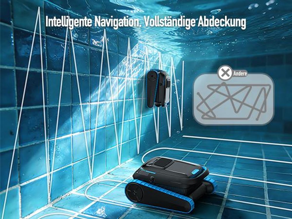 AIRROBO Poolroboter mit APP, 120min Laufzeit, 170m², 4L Filterkorb, 150μm, Intelligente Navigation, Akku Poolsauger für Boden/Wande/Wasserlinie