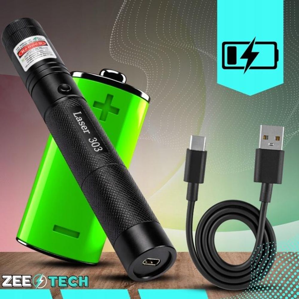 Grüner Laserpointer, starker Laser, 200 m Reichweite, USB-C Aufladung