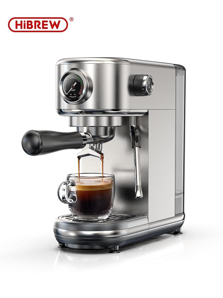 HiBREW H10B Espressomaschine mit Siebträger beim Extrahieren