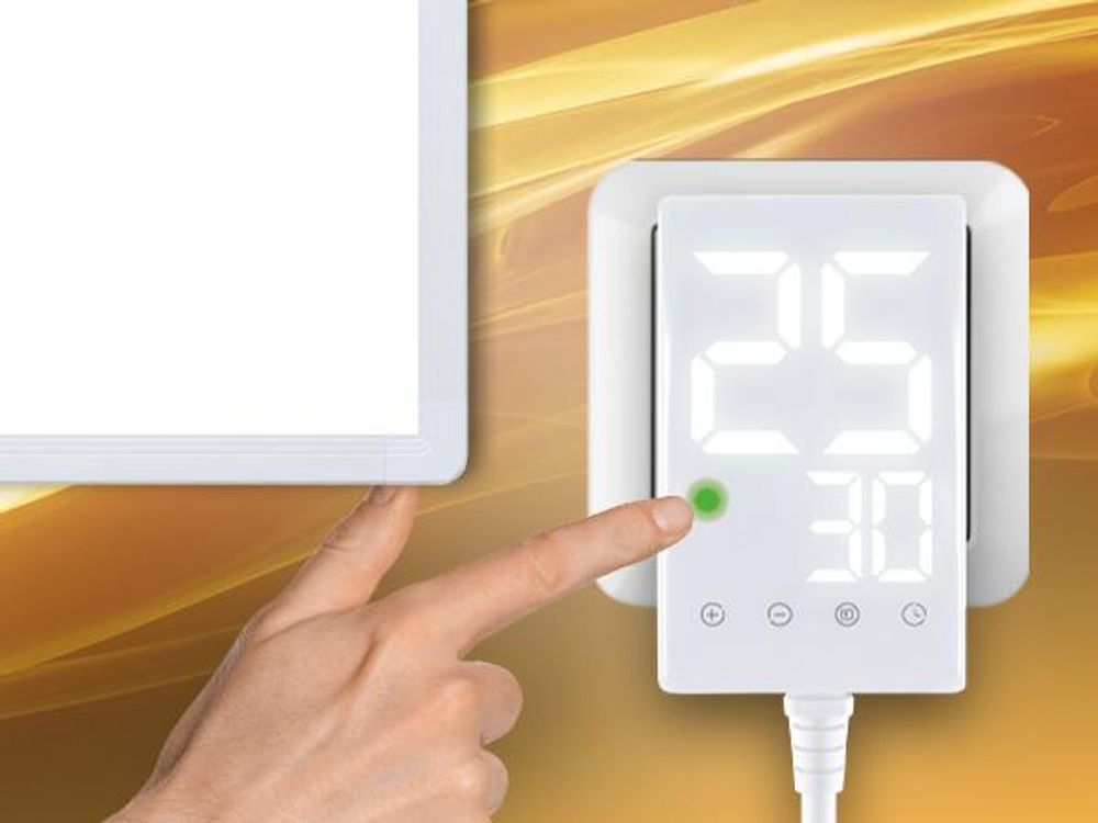 Heidenfeld Infrarotheizung HF-HP100-3 | Bis 8 m² - Thermostat - Heizkörper - Flachheizung - Heizpaneel - Infrarot Heizung - Wandhalterung (300 Watt)