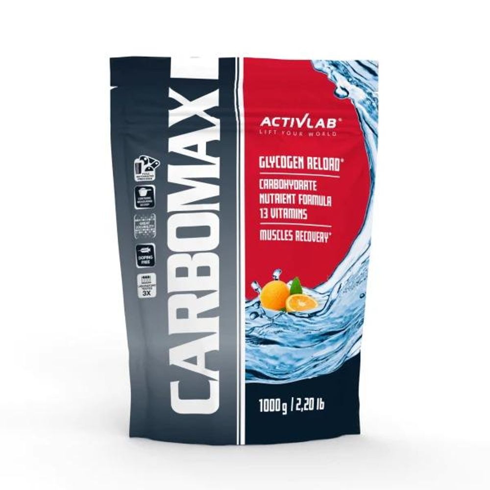 Activlab CarboMax 1000 g, Orange, Kohlenhydratpulver mit Vitaminen, Carbo Drink, Energie für Training und Ausdauersport