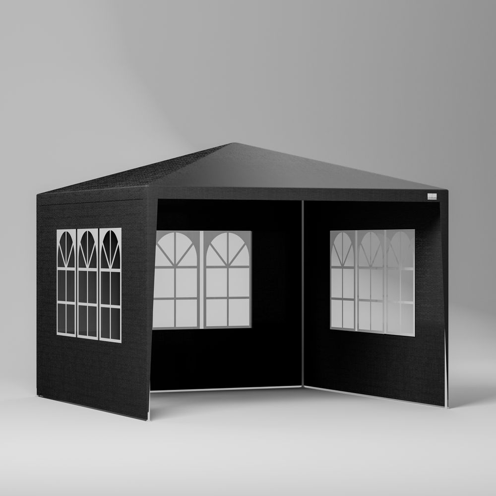 KANWOD Pavillon 3x3 m TORM, Partyzelt Wasserdicht von 9m² mit 4 Seitenwänden und 3 Fenstern