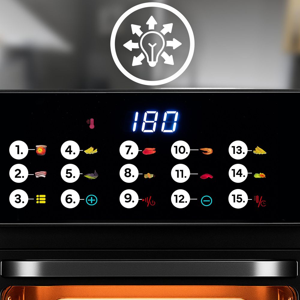 Heißluftfritteuse 12L, Friteuse Heissluft 1350 W, Air Fryer, Airfyer, Heissluftfriteuse 10 Programmen, Warmhalten, Retoo