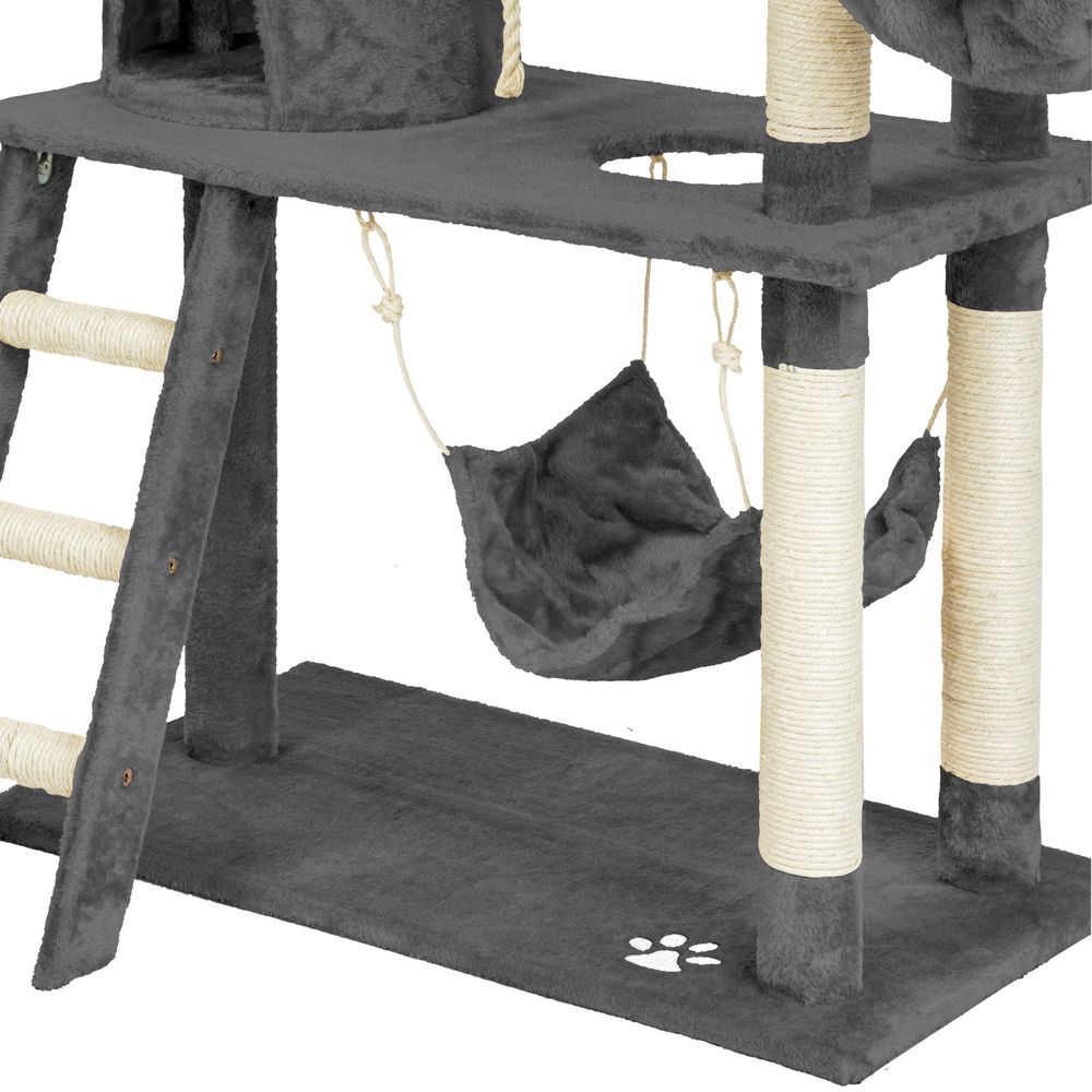 tectake® Kratzbaum Marcel 141 cm inklusive Treppe, Spielkordel und Kippschutz