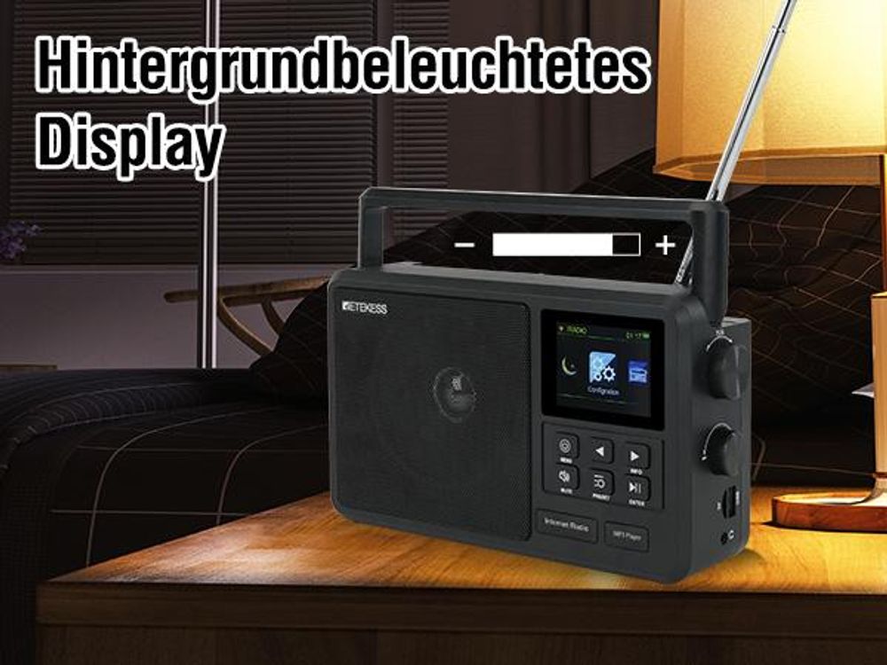 Retekess TR640 Internetradio DAB+,Tragbares Radio,Knopfbedienung,3,5-mm-Audiobuchse,Geeignet für Radio-Enthusiasten,Mit Fernbedienung