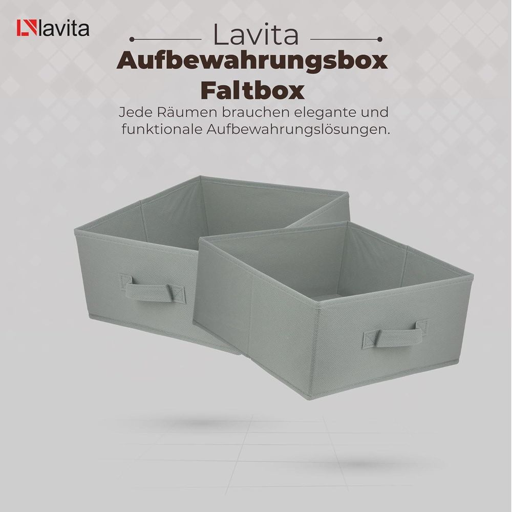 Lavita Storage Box | faltbare Aufbewahrung Boxen 31 x 31 x 15 cm | Schubladen-Organizer Box| Ordnungssysteme für Kleidung | Kleideraufbewahrung & Organisation | hellgrau | 1 stück