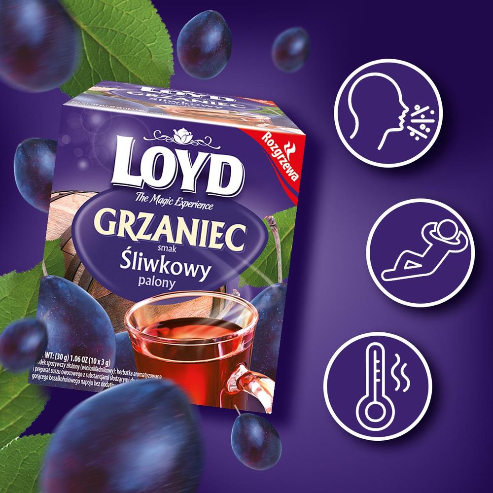 Loyd Grzaniec Śliwkowy Zimowa Rozgrzewająca Herbata Mulled Wine 10 torebek 30g