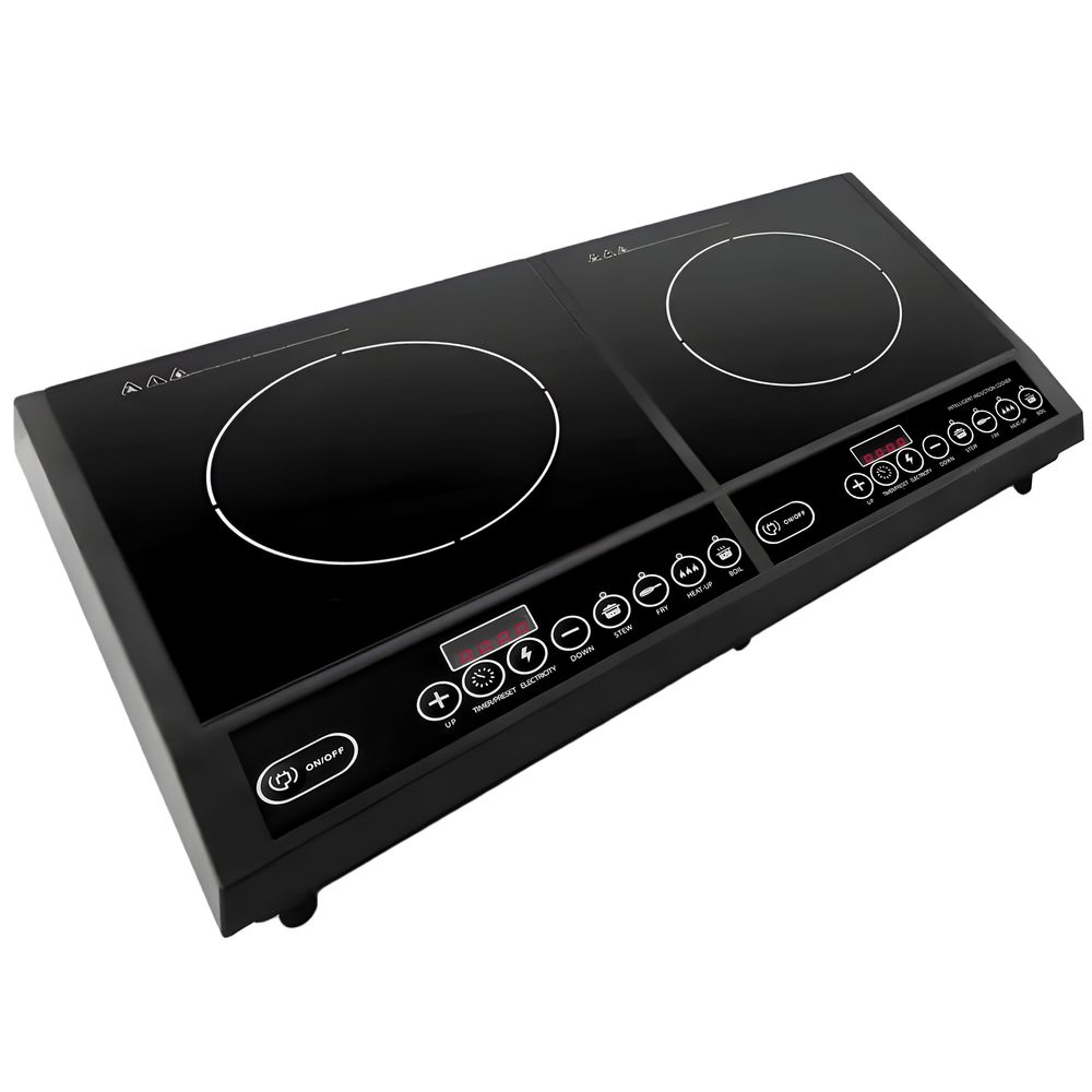 Induktionskochfeld 4000W 2 Platten Induktionskochplatte mit Touch Steuerung 2-Burner Induction Plate Timer 10 Temperaturstufen 2x2000W Schwarz Retoo