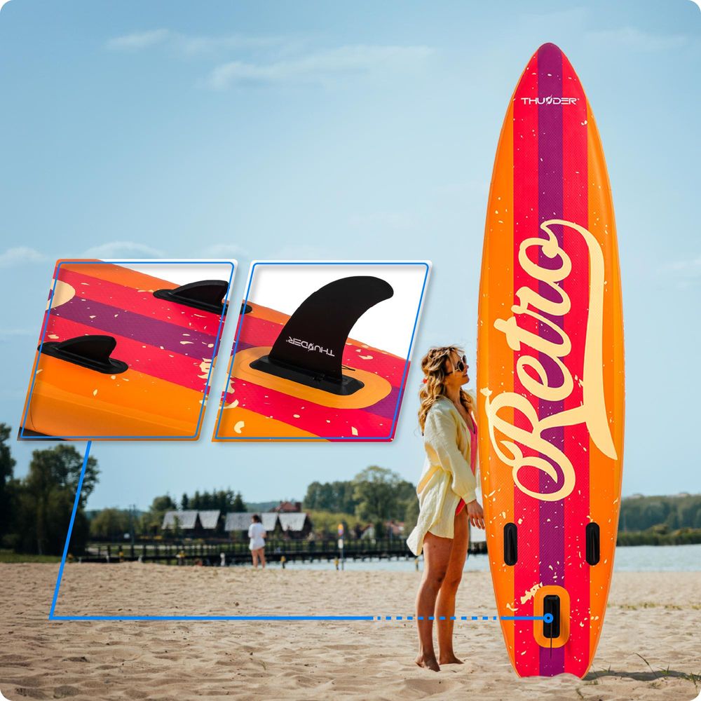 Thunder Retro Stand Up Paddle Board 320 x 75 x 15 cm Orange 150 kg