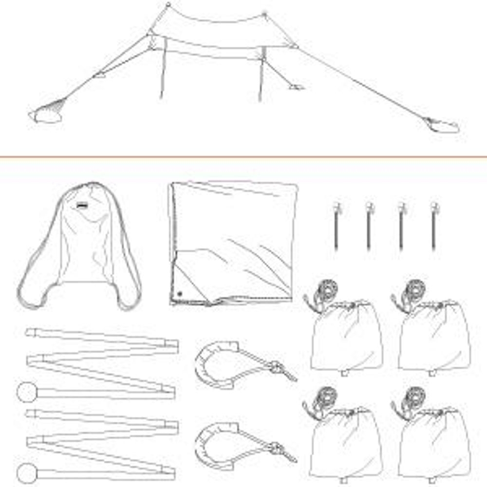 Das Bild zeigt den Lieferumfang des Standzeltes grafisch dargestellt