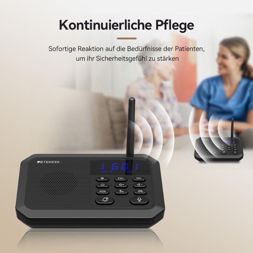 Retekess TH201 Gegensprechanlage, Drahtlose Gegensprechanlagen Für Zuhause, Reichweite 2 km, Bis Zu 99 Nebenstellen, 8-Stufige Lautstärkeregelung