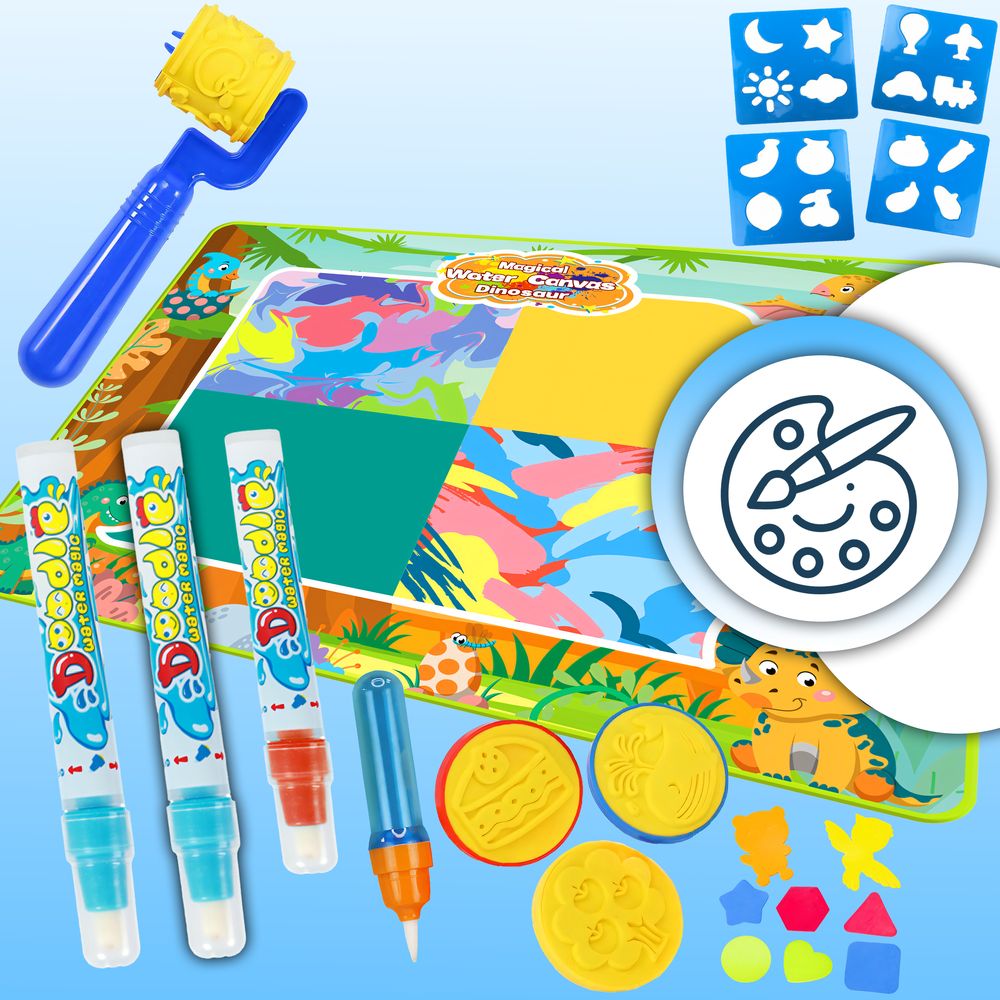 Malbücher Magic Wasser Doodle Matte XL 100x80cm 21-tlg satz, Wasserstiften, Wiederverwendbare Malmatte für Kinder, fleckenfreier Malspaß - Retoo