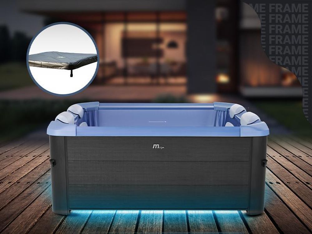Miweba MSpa Whirlpool Frame Oslo | für 6 Personen - App Steuerung - Outdoor Pool mit Fester Außenwand - UVC-Reinigung - Hot Tub - 160x160cm - Amber