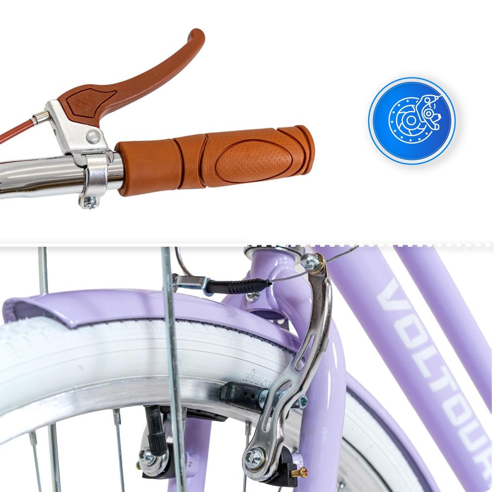 Dámsky mestský bicykel 28 palcov VOLTOURI Retro bicykel košík nosič oceľový rám 17" Liliový