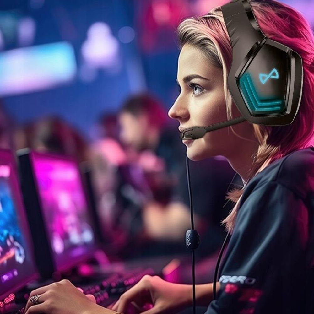 Cuffie Gaming Wireless Forever Bluetooth 5.0 – Illuminazione RGB, comandi integrati, autonomia di 12 ore, cuffie stereo LED con microfono per laptop