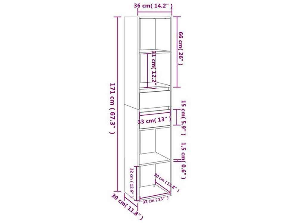 VidaXL 802867, Weiß, 4 Regale, Holz, Holz, 360 mm, 300 mm