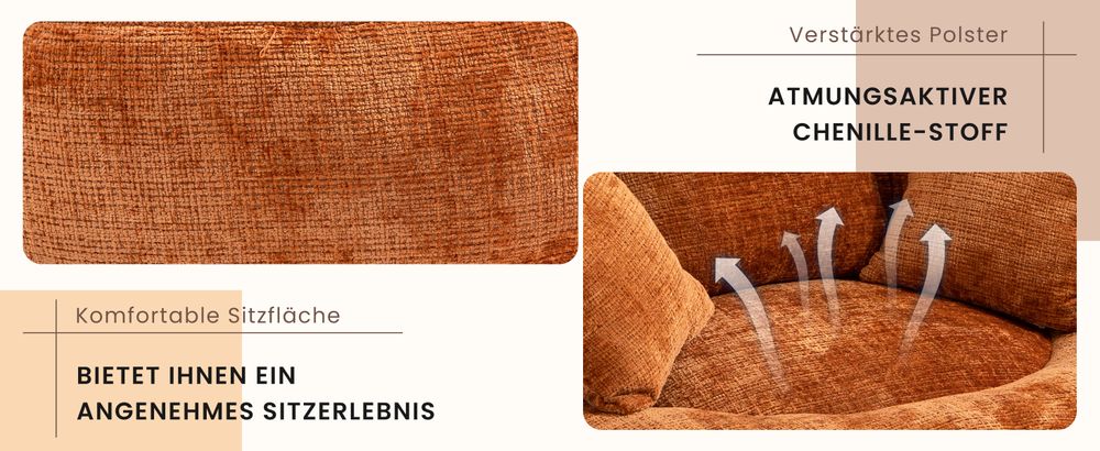okwish Schlafsofa mit 3 Kissen,Ecksofa Lazy Sofa Indoor & Outdoor Sitzsack Relaxsessel für Schlafzimmer, Büro,Posterstuhl,Chenille-Stoff,Orange