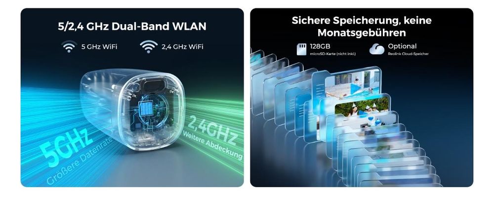 Reolink Argus Eco Ultra+Solarpanel, 4K 8MP Akku WLAN Überwachungskamera Außen, 2,4&5GHz WiFi, Farbnachtsicht, Person/Auto/Tiererkennung