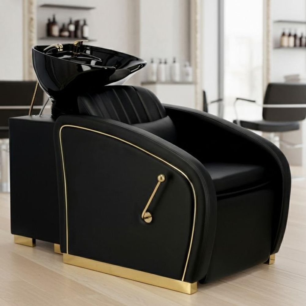 Lavatesta professionale Imperia con bacinella in ceramica basculante, rubinetteria e doccetta, per