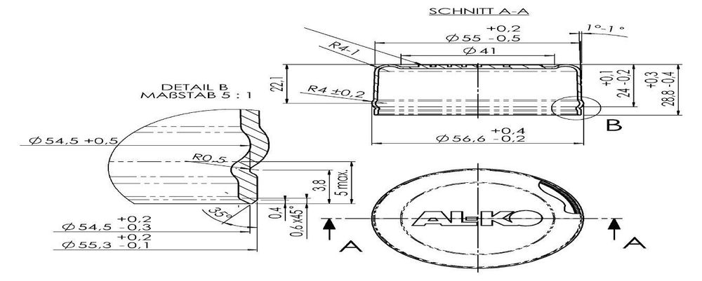 AL-KO Nabenabdeckung 55 mm Fettkappe für PKW-Anhänger und Caravan